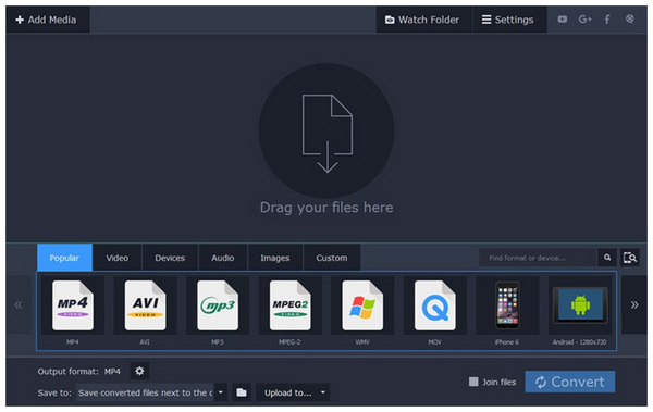 Movavi Video Converter Interface