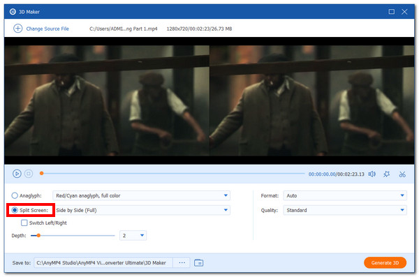 3D SBS Video Converter Split Screen