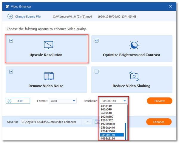 Ajuste de resolución de alta calidad de AnyMP4 Converter Ultimate