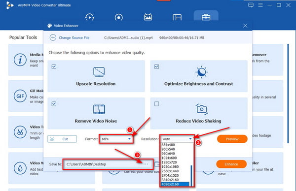 AnyMP4-formaat Resolutie Mapinstelling