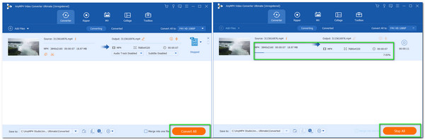 Proceso de conversión final de AnyMP4 Video Converter