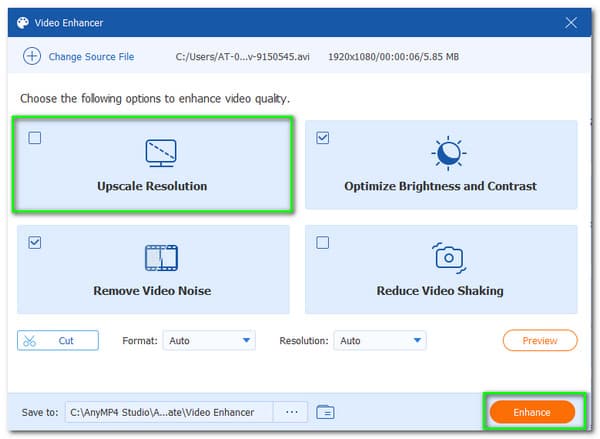 AnyMP4 Video Converter Ultimate Video Upscale Migliora