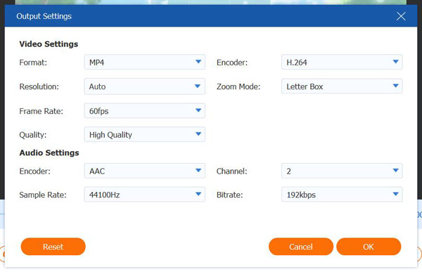 Change Output Settings