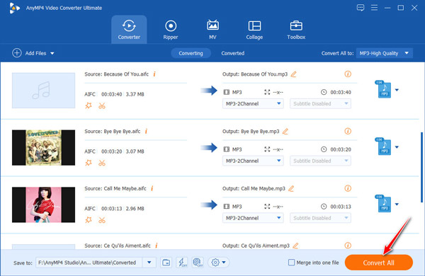 Converteer AIFC naar MP3