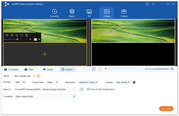 Export Split Screen Video File