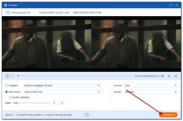 Make 3D Split Screen Generate 3D