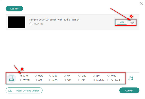 Impostazioni del menu del profilo online