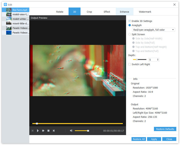 Convertir videos 3D