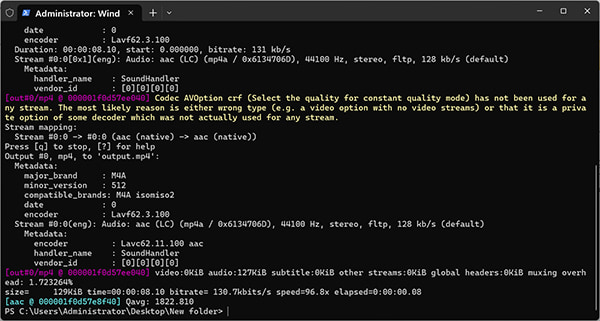 FFmpeg Input Command Line for DVR Conversion