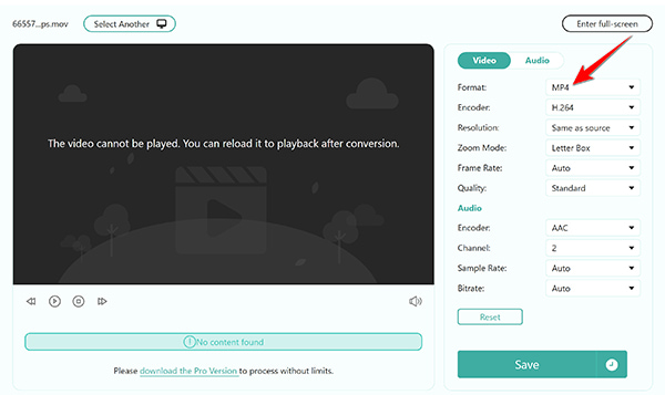 Output Mp4 In Anymp4 Free Online Video Converter