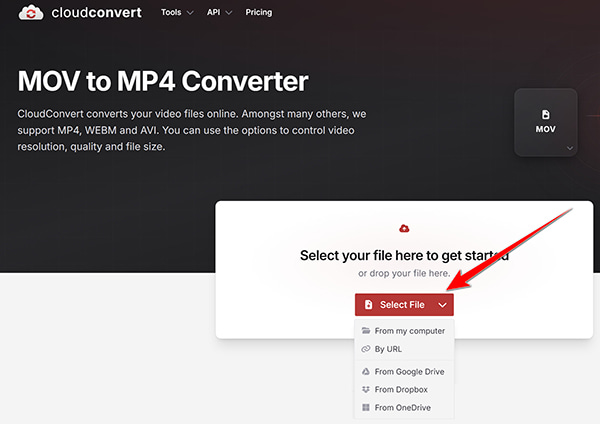 Upload Mov To Cloudconvert