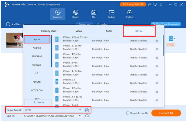 AnyMP4 Video Converter Ultimate Device