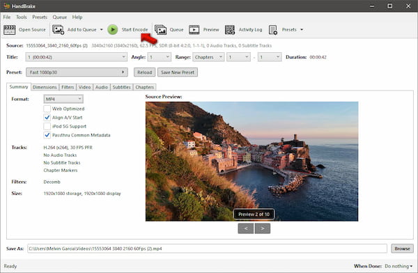 Start MP4Conversion In HandBrake