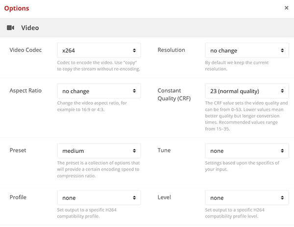 Adjust Output Format In CloudConvert