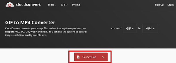 Upload GIF To CloudConvert
