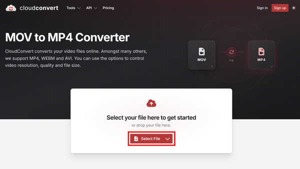 Visit Website Upload Mov File Cloudconvert