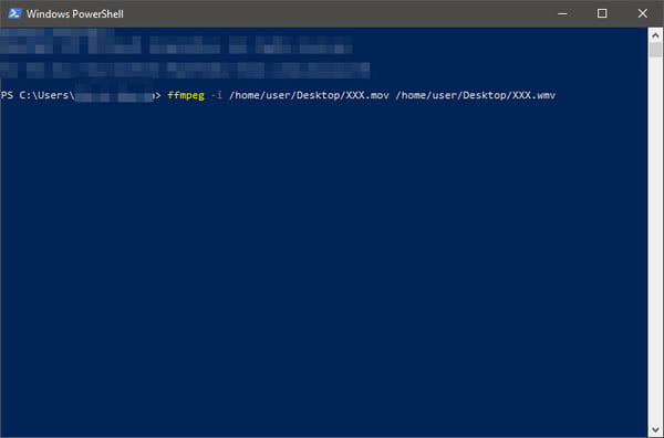 Enter Ffmpeg Mov To Wmv Command