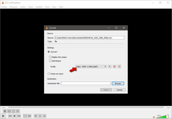 Set Format And Convert In Vlc Media Player