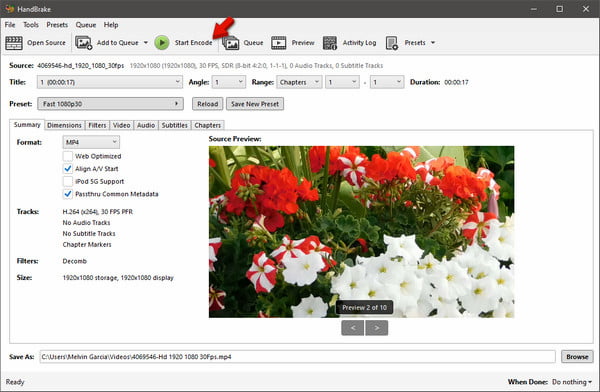 Start Encoding Mp4 In Handbrake