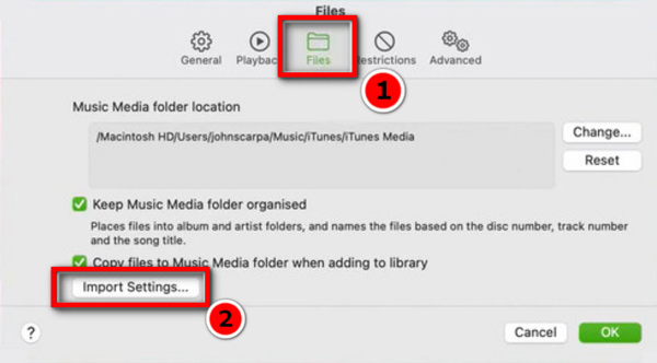 Apple Music Import Settings