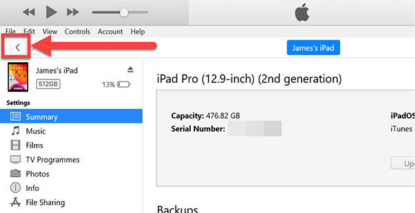 Hitta iPad i iTunes