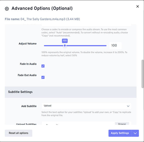 Freeconvert Advanced Options