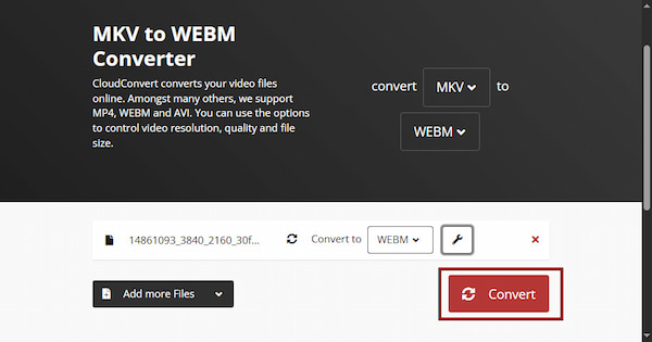 Download WebM File In CloudConvert