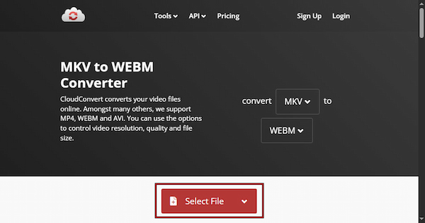 Upload MKV File In CloudConvert