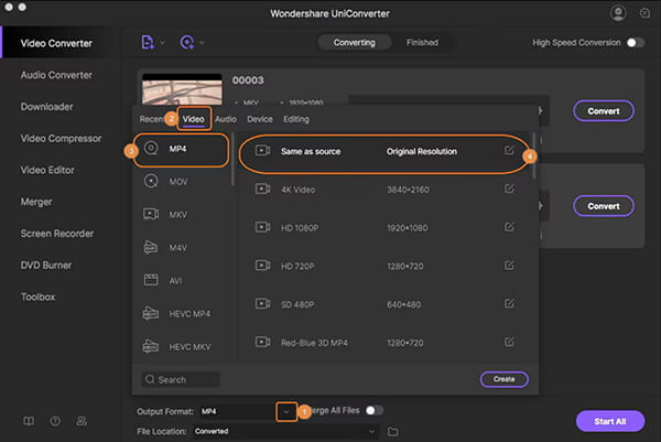 Wondershare UniConverter MOV-muunnin