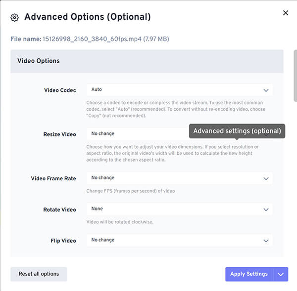 Freeconvert Adjust Mp4 Settings