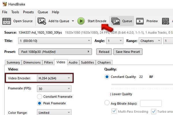 Configure Settings And Begin Conversion In Handbrake