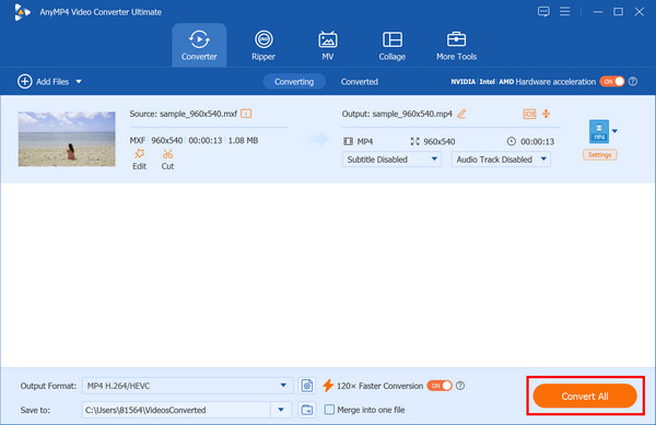 Anymp4 Convert MXF to MP4