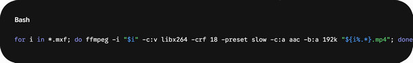 Batch Process MXF Folder Mac Linux Ffmpeg