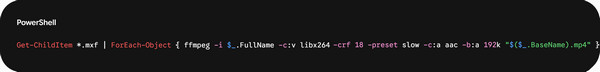 Batch Process MXF Folder Windows Ffmpeg