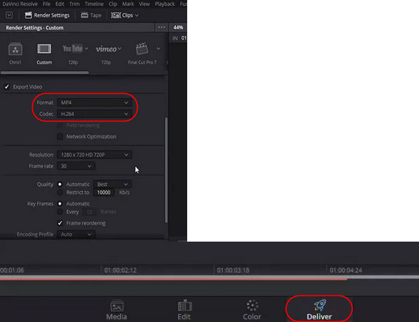 Configure Deliver Settings Davinci Resolve