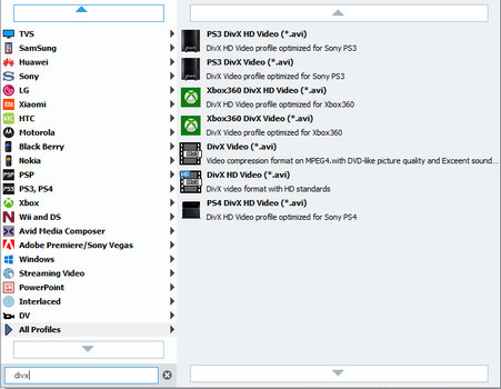 Select DivX format