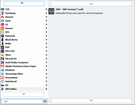 Select SWF format