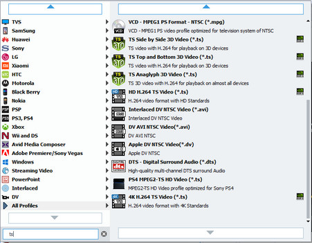 Select TS format