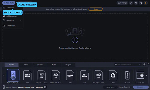 Add Video to Movavi Video Converter