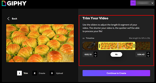 Trim Video in Giphy