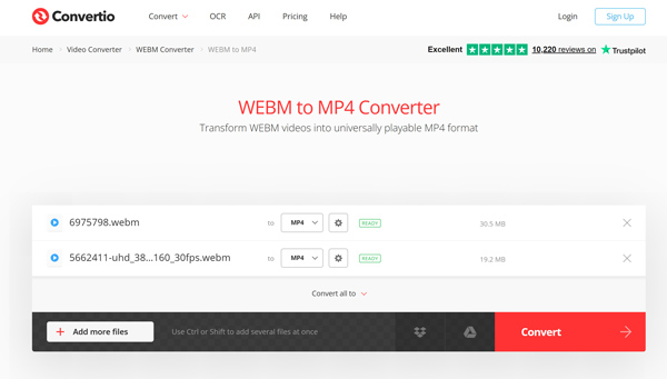 Convertidor WebM de Convertio