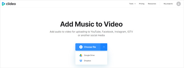 Clideo Add audio to mp4