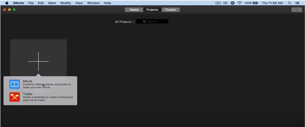 Nieuw project maken in iMovie