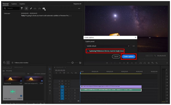 Premiere Pro Create Captions