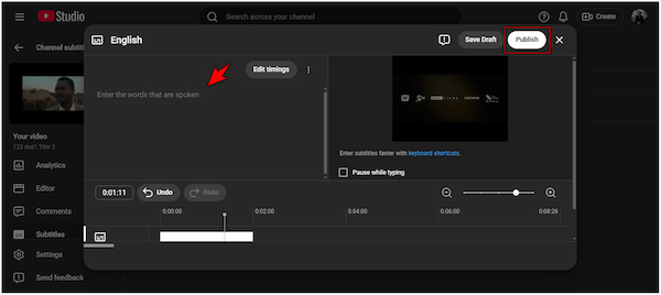 Publish Subtitle Work