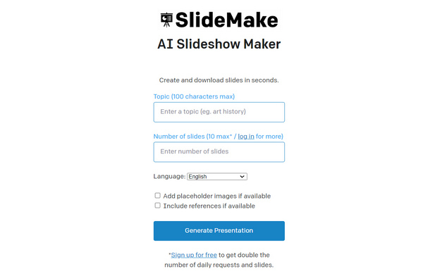 SlideMake website Interface