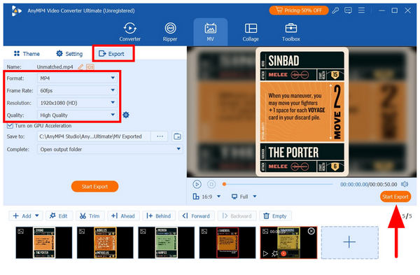 Anymp4 Video Converter Ultimate Export