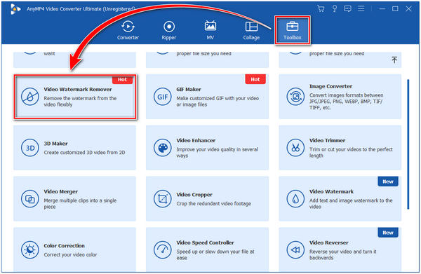 Távolítsa el a Watermark AnyMP4 Video Converter Ultimate Toolboxot