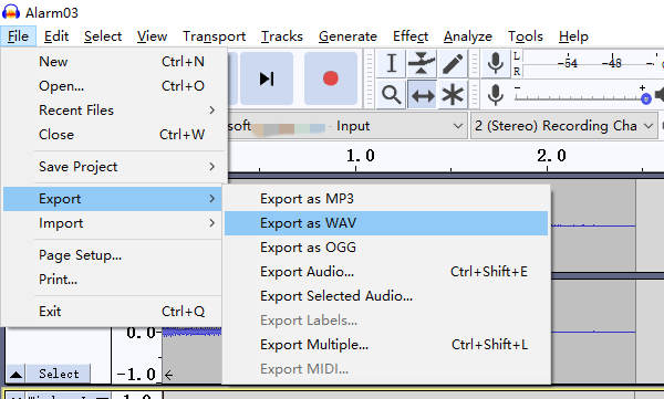 Exportar o áudio mesclado
