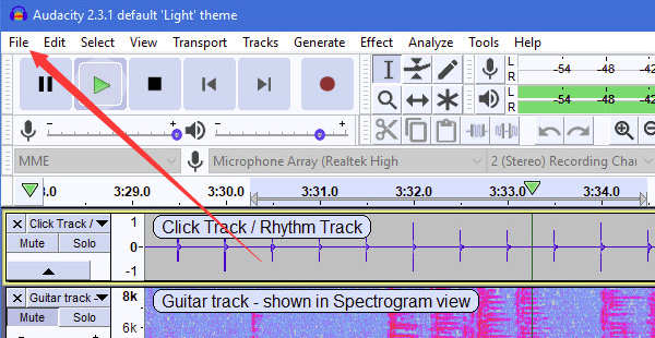 Inicie Audacity y agregue pistas de audio